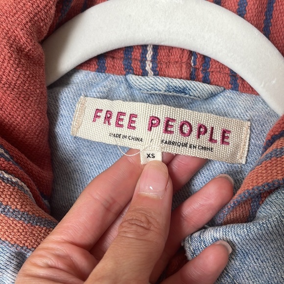 Cropped Jean Jacket with hoodie by Free People - Picture 4 of 11